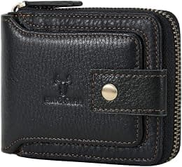 MING CLAN Zipper Wallet Men RFID Blocking Leather Bifold Wallets For Men - Flap ID Window Zip Coin Pocket Mens Zipper Wallets - Big Capacity - Best Deal Finder
