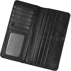 LUUFAN Men's Genuine Leather Long Wallet with Zipper Pocket Vintage Bifold Checkbook Purse - Amazon.ae Price Tracker