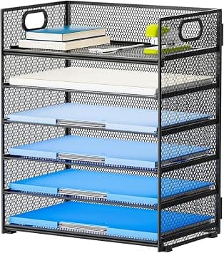 6 Tier Paper Organizer Letter Tray - Mesh Desk File with Handle, Sorter for Lettera4 Office Folder Holder (6tier على Amazon.ae - متتبع الأسعار