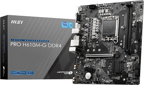 MSI Pro H610M-G DDR4 Micro-ATX Motherboard, Socket LGA 1700, H610 Chipset, 1x Intel I219V Gigabit LAN Controller, 2 DIMM Slots, M.2 Slot, PCI-E X16, SATA III, HDMI, VGA, DP على Amazon.ae - متتبع الأسعار