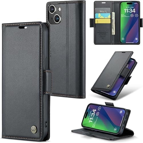 ELEPIK for iPhone 15 Plus Case with Card Holder, Kickstand [3 Card Holder + 1 Cash Slot] [for Women & Men] [Durable PU Leather] Magnetic Wallet Phone Cover for iPhone 15 Plus, Fashion Black on Amazon.ae - Price Tracker