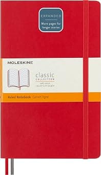 Moleskine Classic Expanded Notebook, Soft Cover, Large (5" x 8.25") Ruled/Lined, Red, 400 Pages (8053853606211) - متتبع أسعار Amazon.sa