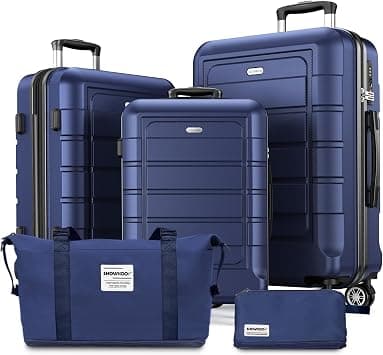 SHOWKOO Luggage Set 5 Piece Hardshell PC+ABS Expandable Suitcase, Blue | Hardshell ABS+PC Expandable Lightweight Durable Travel Luggage with Travel Duffels Bag + Toiletry Bag on Amazon.ae - Price Tracker