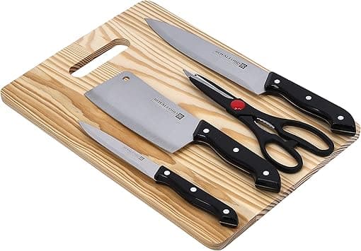 Royalford Rf9946 5 Pcs Deluxe Cutting Set Portable Complete Set With Cleaver Knife, Chef Knife, Scissor, Utility Knife & Cutting Board Stainlesssteel Blades Ideal For Chopping, Mincing & More, Multi on Amazon.ae - Price Tracker