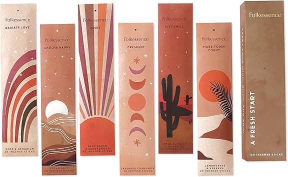 Folkulture Incense Sticks, Set of 6-120 Sticks, Palo Santo, Sandalwood, Lemongrass, Rose Geranium, Organic, Natural and Non Toxic Slow Burning Inscents | Bakhoor Ramadan Gifts Set (A Fresh Start) - Amazon.ae Price Tracker