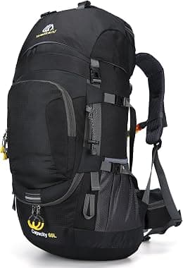 60L Hiking Backpack with Rain Cover Waterproof Lightweight Outdoor Travel Backpack Large Rucksack for Men Women High-Capacity Daypack for Hiking Trekking Camping Sport - Best Deal Finder