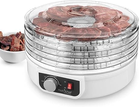 Nutrichef Electric Food Dehydrator Machine, Professional Multi-Tier Kitchen Food Appliances, Meat or Beef Jerky Maker, Fruits and Vegetable Dryer with 5 Stackable Trays, High-Heat Circulations- PKFD12 on Amazon.ae - Price Tracker
