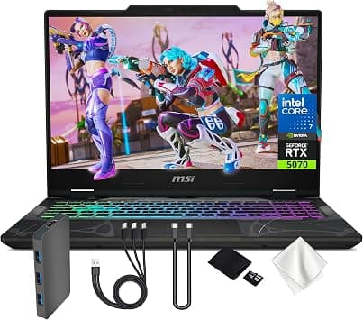 msi Cyborg 15 15.6" FHD 144Hz Gaming Laptop, Intel Core 7-240H, NVIDIA GeForce RTX 5070 8G GDDR7, 16GB DDR5, 2TB Storage(1TB SSD&1TB Docking Station Set), 4-Zone RGB Keyboard, Wi-Fi 6E, Win 11, Black على Amazon.ae - متتبع الأسعار