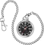 Bulova Classic Pocket Watch 3-Hand Date Quartz Stainless Steel, Black Dial with Detachable Chain Style: 96B308, Silver Tone, Classic Pocket Watch - Best Deal Finder