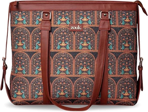ZOUK Office Bag | Stylish Bags for Office Use | Laptop Bag 15.6 inch | Stylish Tote for Office Use | Purse for Women | Vegan Leather Handbag | Daily & Travel Use | - دليلك لأفضل العروض