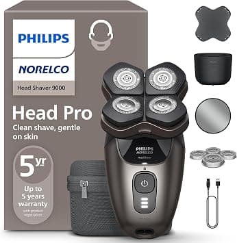 Philips Norelco Head Shaver Pro 9000 Series - Skull Shaver for Men and Women, 360° Flexing Head & ComfortCut Blades for Clean Shave, Gentle on Skin, Model HS9980/40 على Amazon.ae - متتبع الأسعار