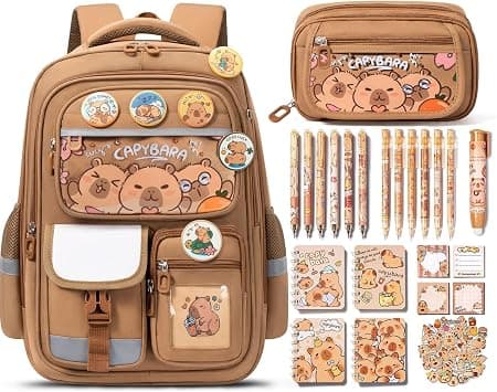 Fimibuke Kids Backpack for School Girls Boys,Toddler School Supplies, Capybara, Large | Stationery Set with Bookbag Pencil Case Pins Gel Pens Pencils Notebooks for Back to School Kindergarten Elementary Student on Amazon.ae - Price Tracker
