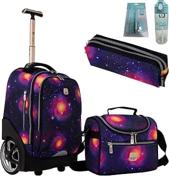 Wires Trolley Backpack School Bag 5-Piece Set All In One 2 Big Wheel Rolling Incloude Pencil Case Lunch And Unisex W24517, 19 على Amazon.ae - متتبع الأسعار