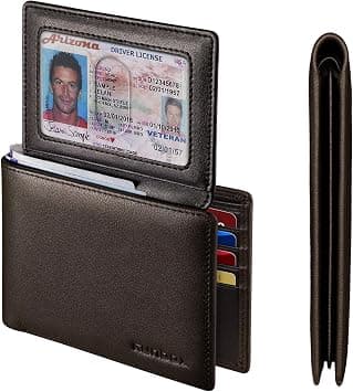 Genuine Leather Wallet for Men, Slim Rfid Blocking Bifold Mens Wallet, 12 Card Slots (2 ID windows) Card Holder Wallet with Gift Box, B-Coffee على Amazon.ae - متتبع الأسعار