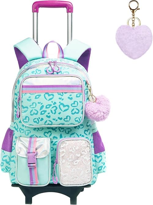 HTgroce School Bag with Wheels Trolley School Bag Backpack School Backpack Trolley School Trolley School Bag Girls Large Trolley School Bag Backpack with Wheels for Girls Children on Amazon.ae - Price Tracker