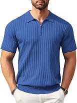 COOFANDY Men's Zipper Polo Shirts Short Sleeve Ribbed Knit Polo T Shirts Fashion Casual Golf Shirts - Best Deal Finder