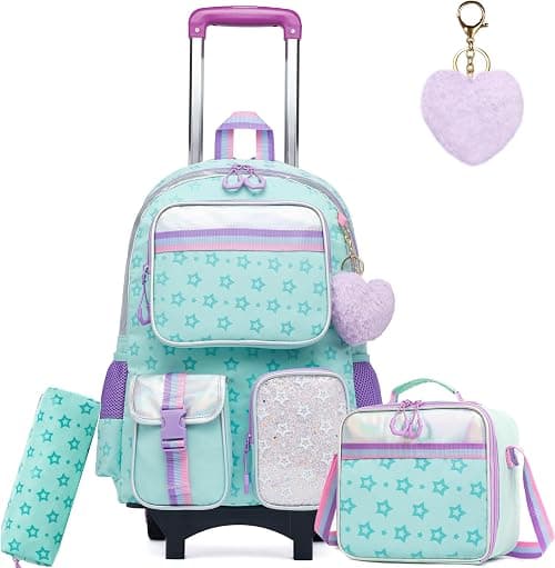HTgroce School Bag with Wheels Trolley School Bag Backpack School Backpack Trolley School Trolley School Bag Girls Large Trolley School Bag Backpack with Wheels for Girls Children on Amazon.ae - Price Tracker