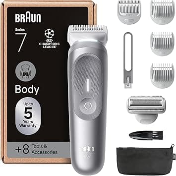 Braun Body Groomer Series 7, +8 Grooming Tools, with Smartlight & SkinGuard, 100 Min Runtime, Gentle On Sensitive Areas, Trim & Shave with SmoothShave & SensitiveTrim, Waterproof, BG7555, Grey - Amazon.ae Price Tracker