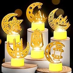6 Pcs Ramadan Mini Lanterns Decoration, Eid Mubarak Candle LED Night Lights, Star and Moon Themed Candle Lamps, Ideal for Desktop Balcony Yard Eid Home Table Party Supplies Indoor & Outdoor Use - Amazon.ae Price Tracker