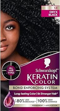 Schwarzkopf Keratin Color Permanent Hair Color, 1.0 Black Onyx, 1 Application - Salon Inspired Permanent Hair Dye, for up to 80% Less Breakage vs Untreated Hair and up to 100% Gray Coverage on Amazon.ae - Price Tracker