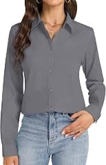 J.VER Womens Button Down Shirt Long Sleeve Dress Shirts Wrinkle Free Stretch Solid Work Blouse - Best Deal Finder