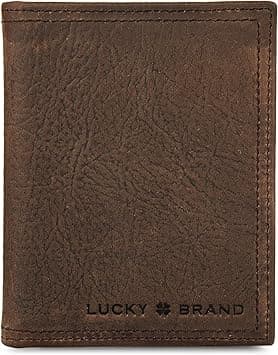 Lucky Brand Men's Double-Stitched Leather L-Fold Wallet with RFID Blocking Lining, 9 Card Slots and Bill Pocket, Brown, One Size, Brown, One size on Amazon.ae - Price Tracker