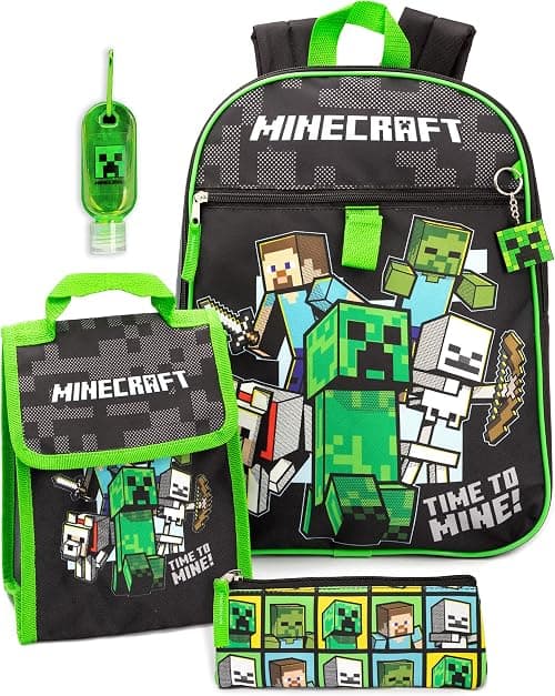 Minecraft Kids Backpack | Creeper Rucksack Options Bag set TNT Zombie Skeleton Enderman Sprites Villains | Zip-Up & Hook Closure | Gamer Back to School Essentials Merch on Amazon.ae - Price Tracker