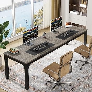 Tribesigns 78.7 Inches Extra Long Computer Desk 2 Person Desk, Double Long Desk, Workstaion for Home Office (Gray+Black) - Best Deal Finder