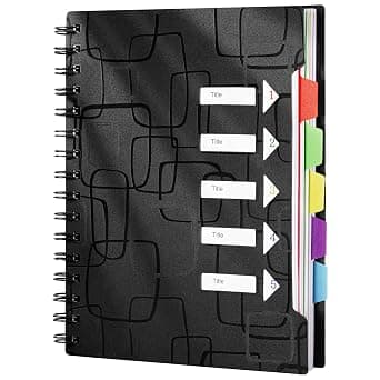 Spiral Notebook for Work, 5 Subject Notebook, Notebooks for School with Dividers Tabs, 6.2" x 8.3", Notebooks for Work, Spiral Notebook with Pocket Dividers, 120 Sheets على Amazon.ae - متتبع الأسعار
