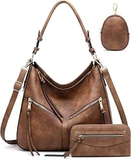 Hobo Bags for Women Handbags Purse Large Ladies Crossbody Purses Shoulder Bag Boho Designer 3pcs Set Faux Leather - Best Deal Finder