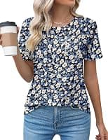 Kistore Womens Casual Crew Neck Short Sleeve Pleated Tops Blouses Fashion Clothes 2025 - Best Deal Finder