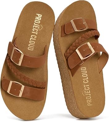 Project Cloud Platform Sandals Women - Eco-Crafted Leather Womens Summer Shoes with Lightweight Adjustable Buckle and Non-Slip Outsole Summer Sandals for Women 2026 on Amazon.ae - Price Tracker