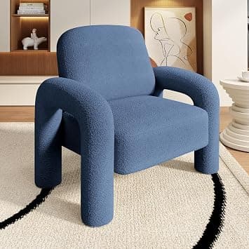 Modern Sherpa Accent Chair, Teddy Upholstered Arm Single Sofa, Cozy Fluffy Reading Chair for Living Room, Bedrooms, Corner (NAVY) - Amazon.ae Price Tracker