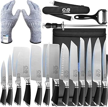 XYJ professional knife sets for master chefs, chef knife set with bag, sheath, culinary kitchen butcher meat knives, cooking cutting, Santoku, tools, fruits, stainless steel on Amazon.ae - Price Tracker