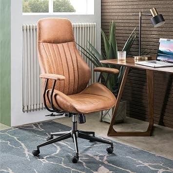 ovios Ergonomic Office Chair Home Office Desk Chair Computer Chair with Lumbar Support High Back Executive Height Adjustable Rolling Swivel Task Chair, Suede Fabric (Beige) (Brown) - Amazon.ae Price Tracker