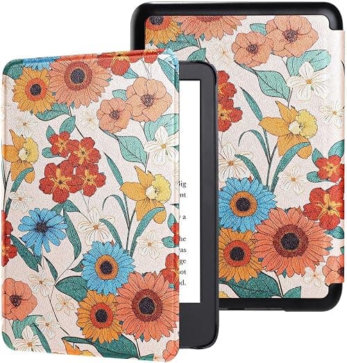 Case Compatible with 7" All-New Kindle Paperwhite (12th Generation-2024) & Kindle Colorsoft Signature Edition, Ultra Slim Hard Shell Cover with Hand Strap & Smart Wake/Sleep, Flower على Amazon.ae - متتبع الأسعار