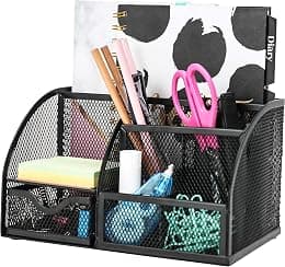 Exerz Desk Organiser/Mesh Desk Tidy/Pen Holder/Multifunctional Organizer Ex348 - Black - Best Deal Finder