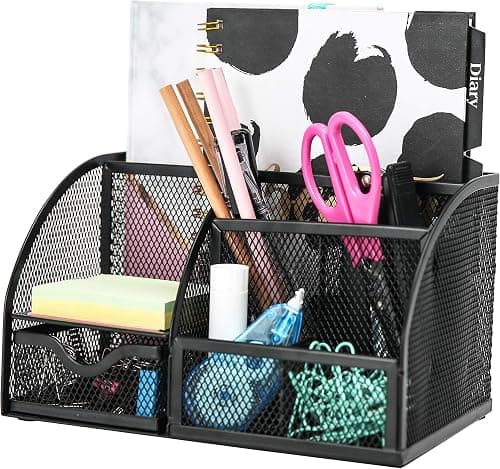 Exerz Desk Organiser/Mesh Desk Tidy/Pen Holder/Multifunctional Organizer Ex348 - Black على Amazon.ae - متتبع الأسعار