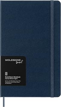 Moleskine Smart Notebook, Smart Writing System, Smart Notebook with Hard Cover, Ruled Pages and Elastic Closure, Large Format 13 x 21, Sapphire Blue Colour - متتبع أسعار Amazon.sa