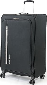 Pierre Cardin Cion Soft Sided Luggage with Stress Tested Durable Wheels Telescopic Drag Handle Suitcase with Packing Straps CL610M, black, L, Large: 78 cm - Best Deal Finder