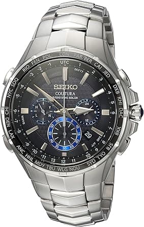 SEIKO SSG010 Watch for Men - Coutura Collection - Radio Sync Solar Chronograph, Two-Tone Stainless Steel Case & Bracelet, Black Dial with Lumibrite Hands & Markers, and Date Calendar on Amazon.ae - Price Tracker
