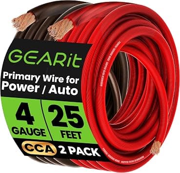 GearIT 4 Gauge Wire (25ft Each- Black/Red Translucent) Copper Clad Aluminum CCA - Primary Automotive Wire Power/Ground, Battery Cable, Car Audio Speaker, RV Trailer, Amp, Electrical 4ga AWG 25 Feet on Amazon.ae - Price Tracker