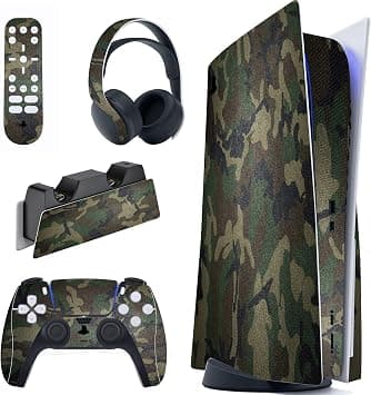 PlayVital Army Green Camouflage Full Set Skin Decal for PS5 Console Regular Edition, PS5 Sticker Vinyl Decal Cover for Playstation 5 & DualSense Controller & Charging Station & Headset & Media Remote on Amazon.ae - Price Tracker