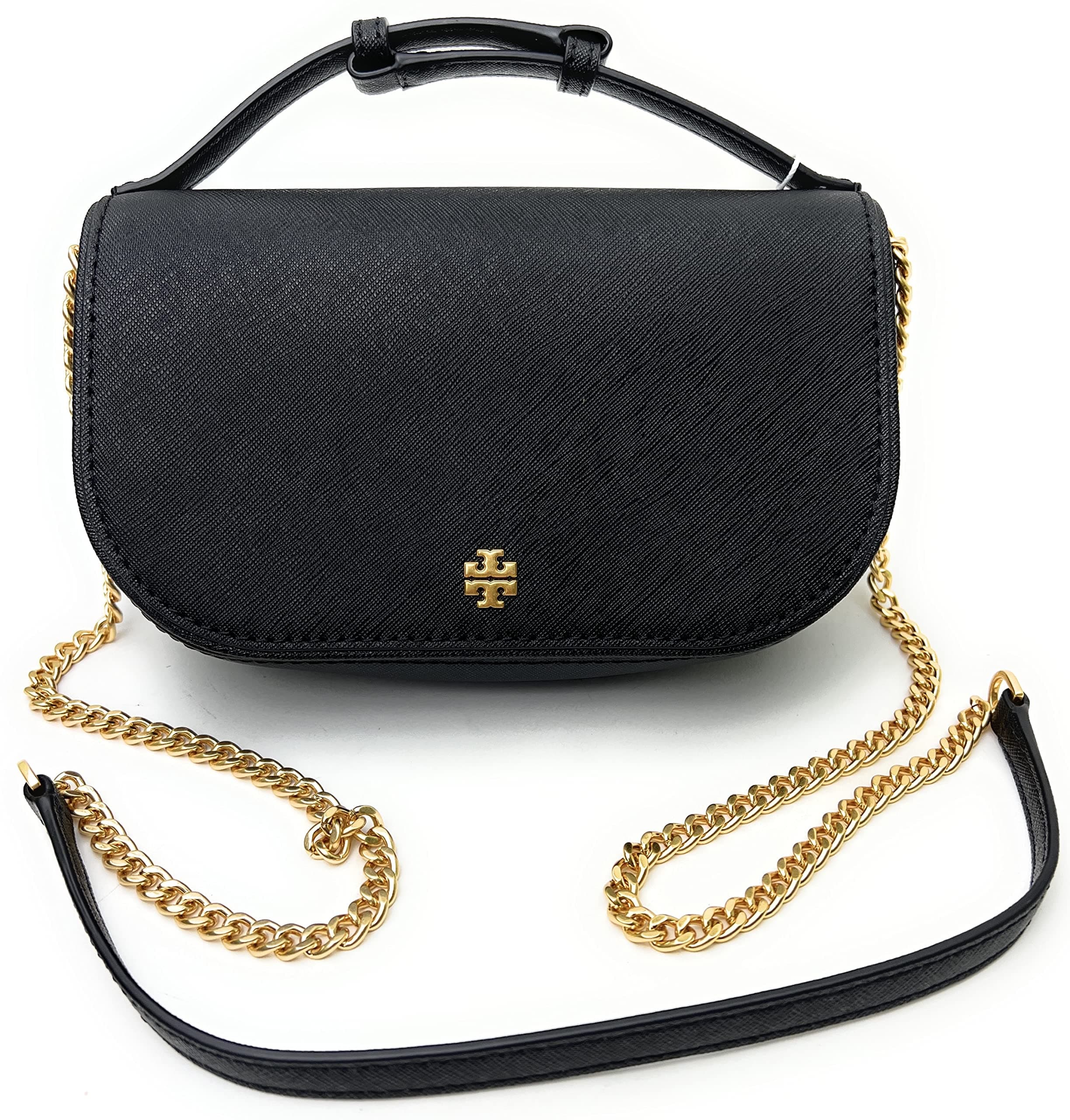 Tory Burch Emerson Top Handle Women's Saffiano Leather Crossbody Bag (Black), Black on Amazon.ae - Price Tracker