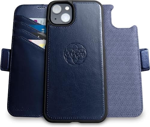 Dreem Fibonacci compatible with iPhone 15 Plus wallet case / 2-in-1 shockproof case and detachable vegan leather folio, MagSafe compatible, RFID protection [Royal] on Amazon.ae - Price Tracker