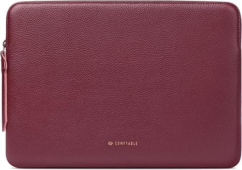 Comfyable Genuine Leather Laptop Sleeve, Compatible with 13" MacBook Air M5 & 14" MacBook Pro M5 Pro/Max 2026, 13 Inch 14 Inch Water-Resistant Padded Computer Case, Wine Red on Amazon.ae - Price Tracker
