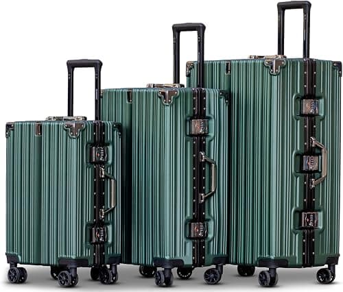 prosp 20" 24" 28" Aluminum Frame Unbreakable Fashion Travel Trolley Luggage 3Pcs Set, Polycarbonate Hard Shell Suitcase with 360° Double Spinner Wheels (GREEN, 20/24/28-Inch 3Pc Set) on Amazon.ae - Price Tracker