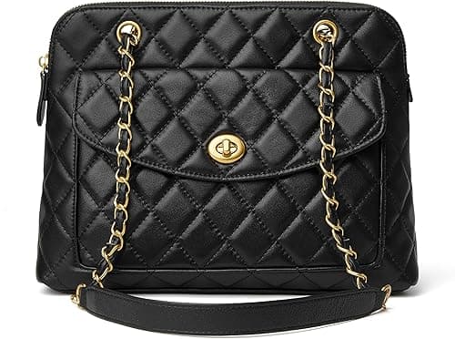 DORIS&JACKY Quilted Leather Satchel Shoulder Purse for Women, Designer Long Chain Strap Tote Bag and Soft Lambskin Handbags on Amazon.ae - Price Tracker