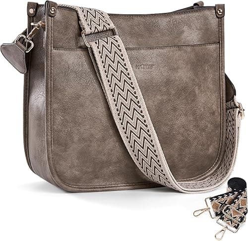 HKCLUF Crossbody Bags for Women Trendy Vegan Leather Hobo Handbags With 2PCS Adjustable Guitar Strap Shoulder Bucket Bags على Amazon.ae - متتبع الأسعار