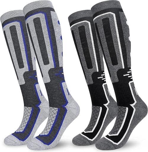 Excefore Mens Thermal Ski Socks, 2 Pairs Winter Warm Knee High Cycling Sports Socks Men 9-12 Anti Blister Cushioned Snow Boot Socks for Skiing Snowboard Trekking Hiking on Amazon.ae - Price Tracker